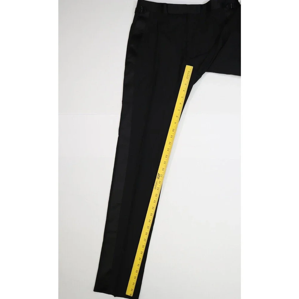 Tom Ford Tuxedo Suit Pants Mens 33x32 Black Wool Slim Fit Side Stripe Formal